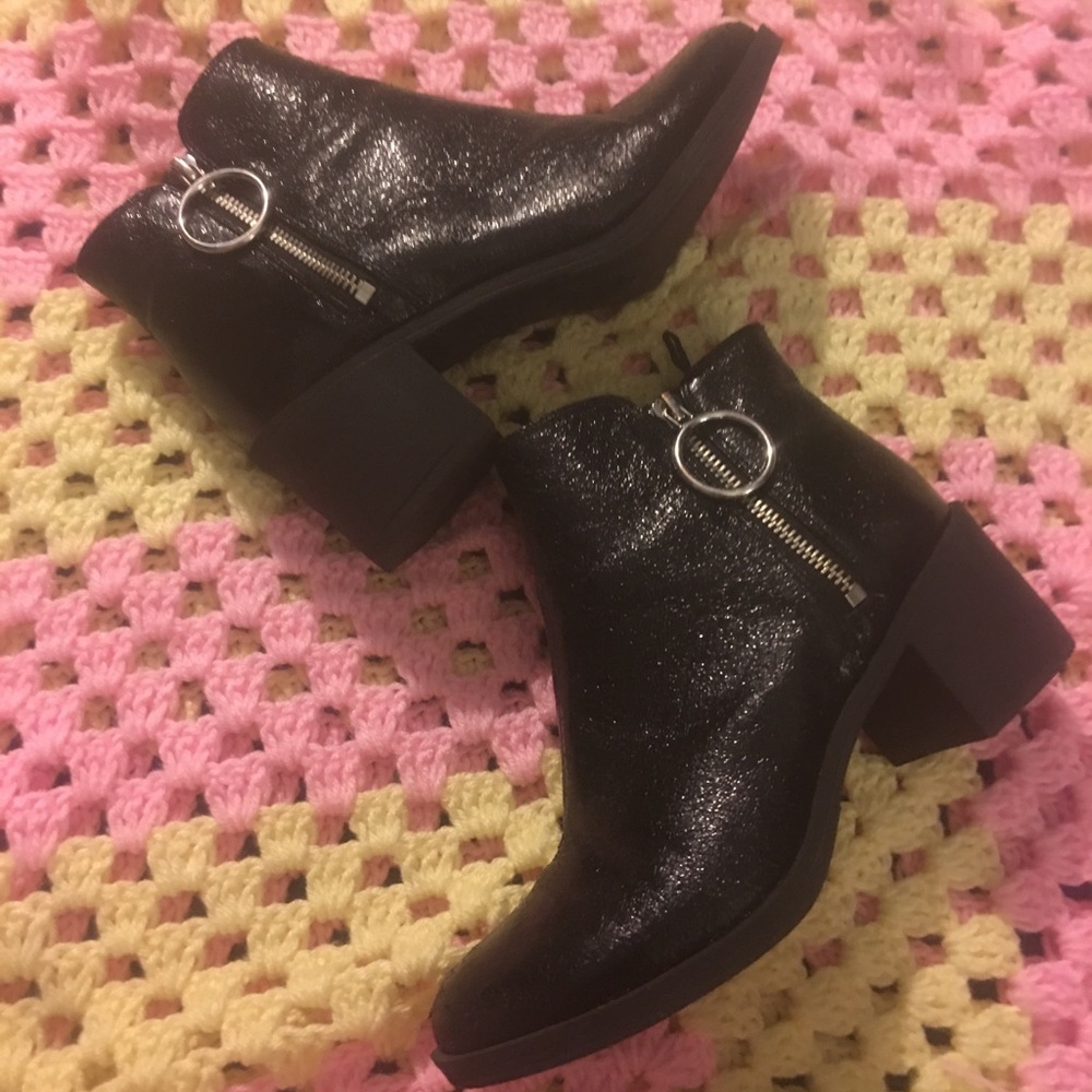 Sparkly Black Ankle Boots